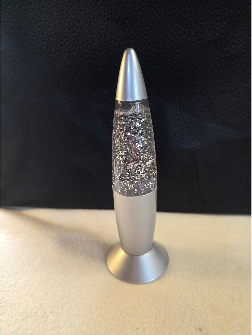 Mini Silver Color-Changing LED Glitter Lamp Battery Operated 7.25"